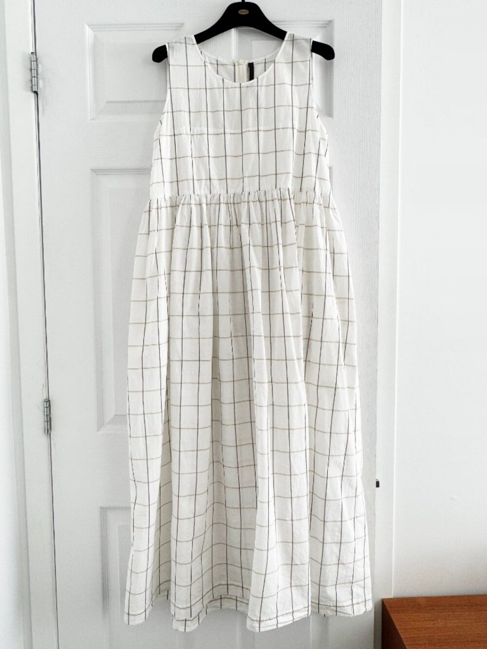 Sara Lanzi Sleeveless Windowpane Cotton Dress in White, size Med (fits like Sm - Picture 4 of 9